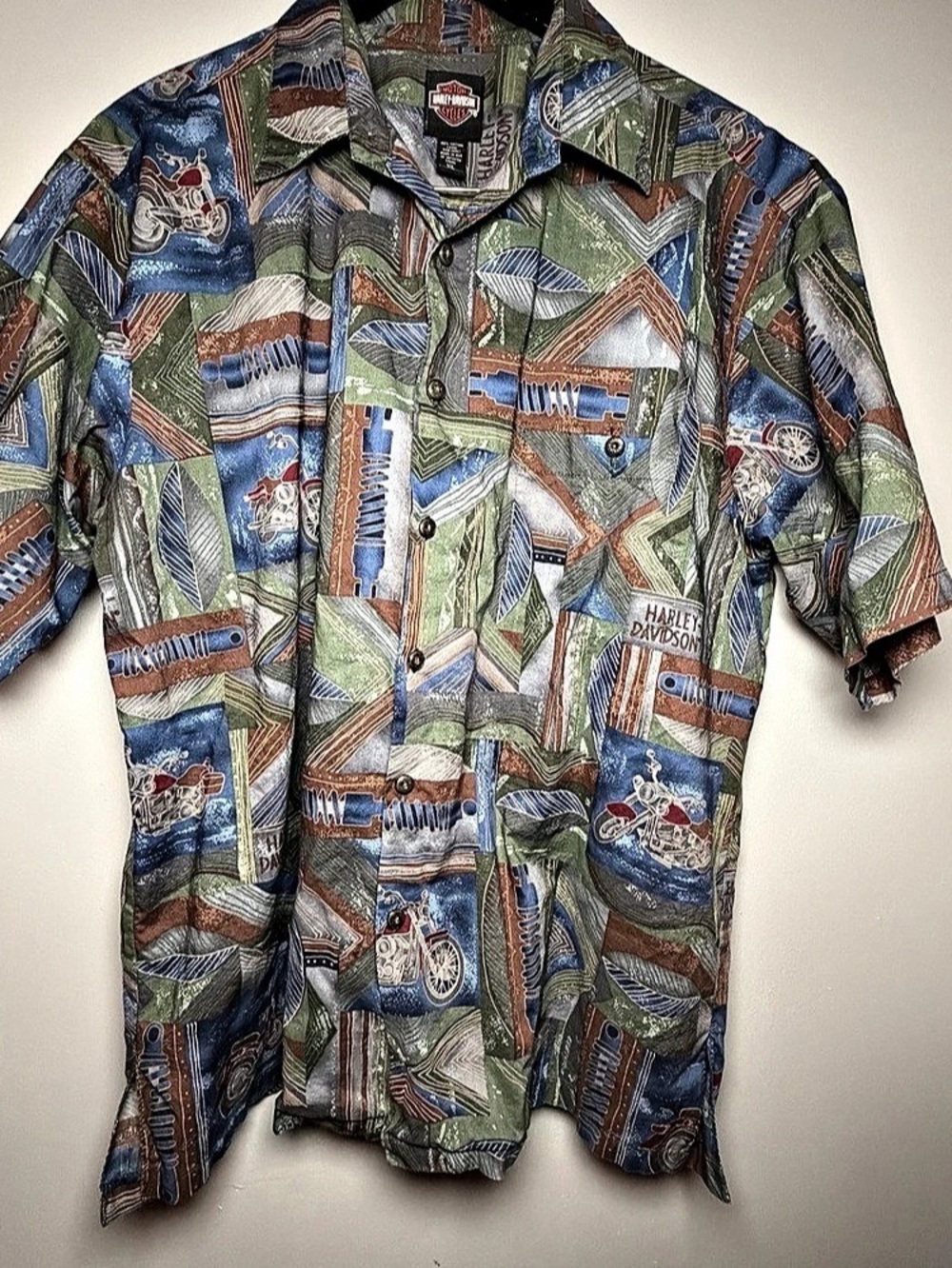Vtg 90s Harley Davidson Tori Richard Shirt XL AOP Motorcycle Hawaiian Shirt USA